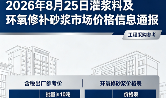 泸溪2026年8月25日灌浆料及环氧修补砂浆市场价格信息通报